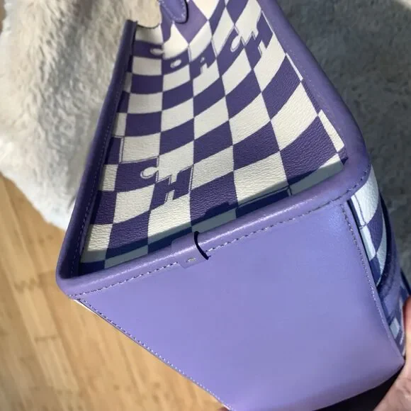 COACH Smith Tote CR101 Violet Checkerboard Print Leather Shoulder Bag - Picture 4 of 16